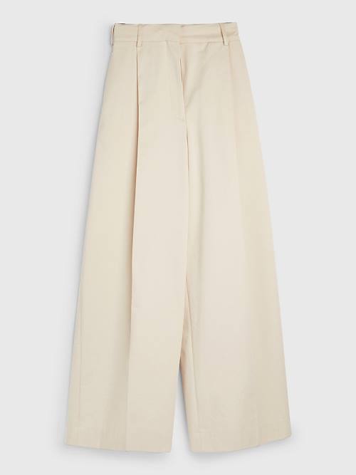 Beige Tommy Hilfiger Organic Cotton High Waist Chinos Women's Pants | TH487DXN