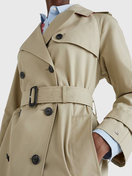 Beige Tommy Hilfiger Organic Cotton Trench Women's Coats | TH368WOS