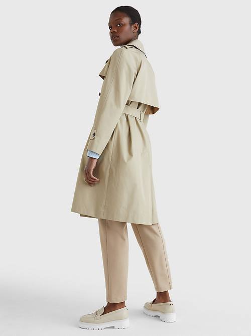 Beige Tommy Hilfiger Organic Cotton Trench Women's Coats | TH368WOS