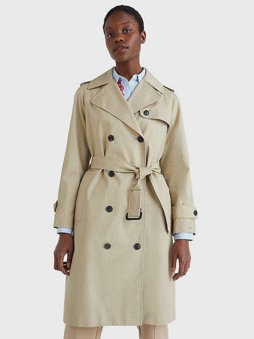 Beige Tommy Hilfiger Organic Cotton Trench Women\'s Coats | TH368WOS