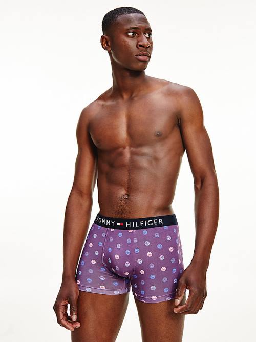 Beige Tommy Hilfiger Original All-Over Print Trunks Men\'s Underwear | TH148XFD