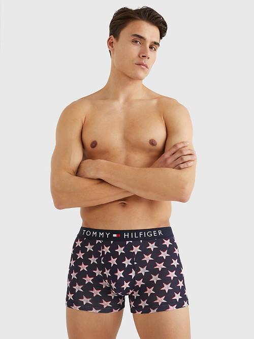 Beige Tommy Hilfiger Original All-Over Print Trunks Men's Underwear | TH258DTA