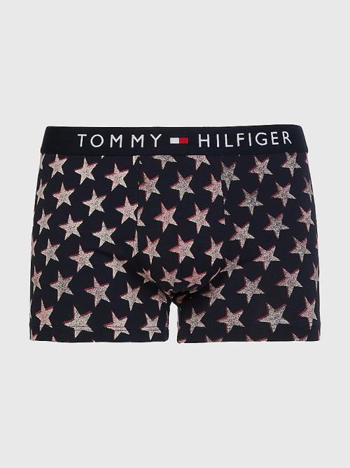 Beige Tommy Hilfiger Original All-Over Print Trunks Men's Underwear | TH258DTA