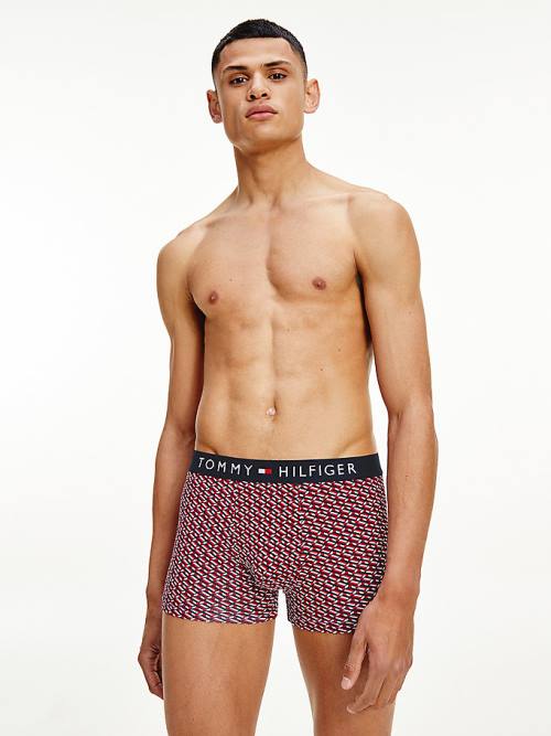 Beige Tommy Hilfiger Original All-Over Print Trunks Men\'s Underwear | TH542XCG