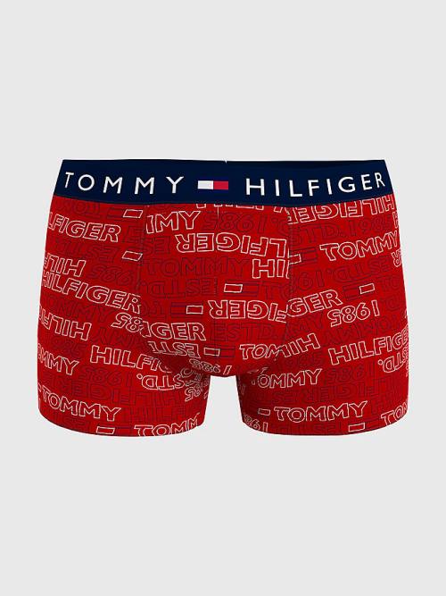 Beige Tommy Hilfiger Original All-Over Print Trunks Men's Underwear | TH751TDO