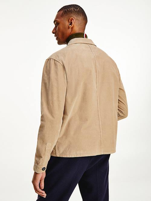 Beige Tommy Hilfiger Pocket Slim Fit Shirt Men's Jackets | TH751PNW