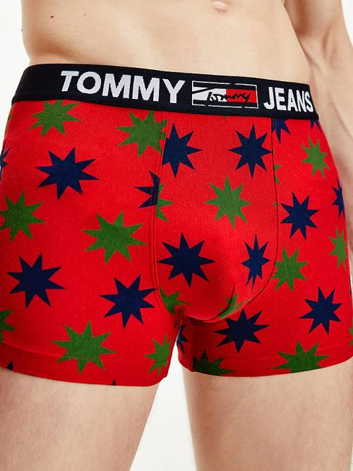 Beige Tommy Hilfiger Print Cotton Trunks Men's Underwear | TH720QJR