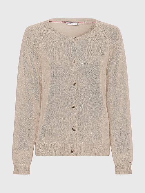 Beige Tommy Hilfiger Relaxed Fit Cardigan Women's Sweaters | TH350HXB