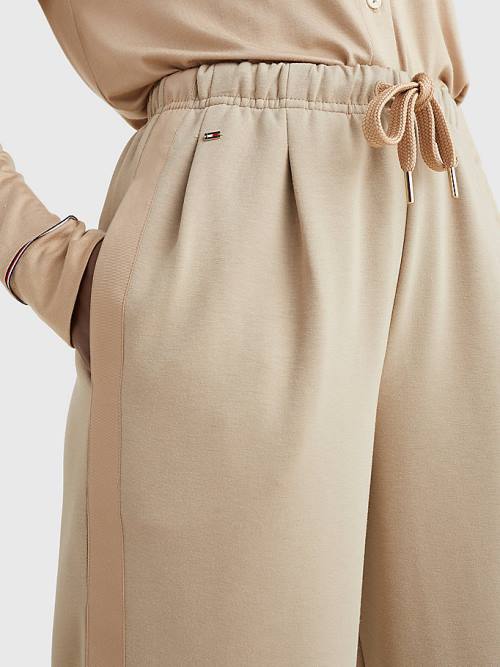 Beige Tommy Hilfiger Relaxed Fit Drawstring Women's Pants | TH048CUM