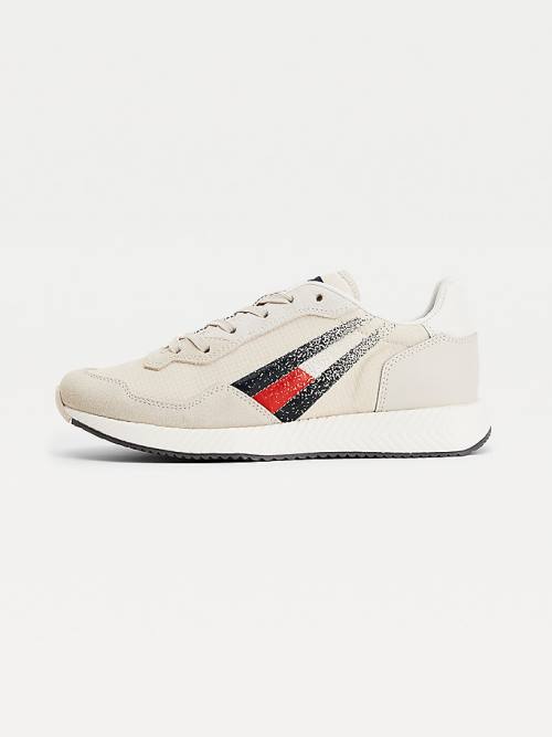 Beige Tommy Hilfiger Ripstop Flag Cleat Women's Sneakers | TH321IRC