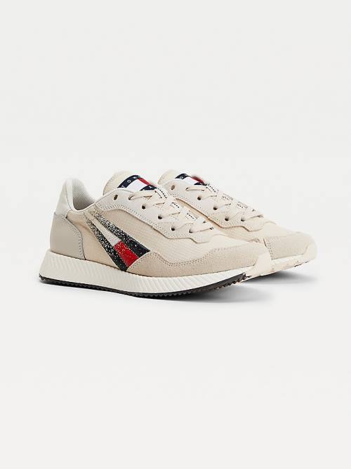 Beige Tommy Hilfiger Ripstop Flag Cleat Women\'s Sneakers | TH321IRC