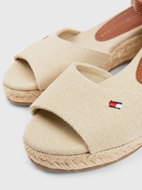 Beige Tommy Hilfiger Rope Wedge Girls' Sandals | TH352NKR