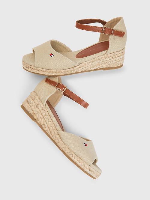 Beige Tommy Hilfiger Rope Wedge Girls' Sandals | TH352NKR