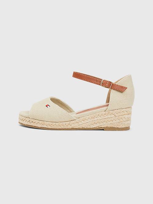 Beige Tommy Hilfiger Rope Wedge Girls' Sandals | TH352NKR