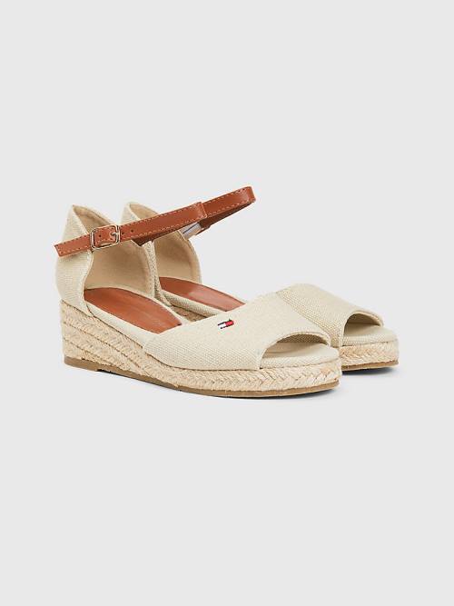 Beige Tommy Hilfiger Rope Wedge Girls\' Sandals | TH352NKR