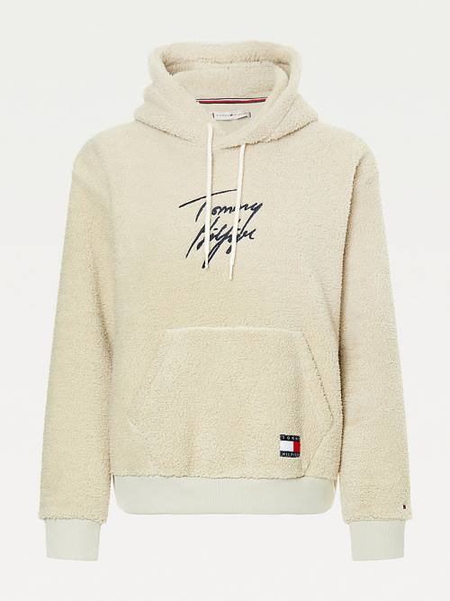 Beige Tommy Hilfiger Sherpa Lounge Women's Hoodie | TH397LRE