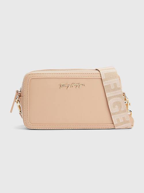 Beige Tommy Hilfiger Signature Logo Camera Women\'s Bags | TH284OZA