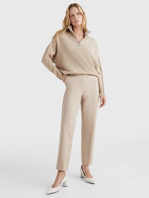 Beige Tommy Hilfiger Slim Ankle Women's Pants | TH829IJW