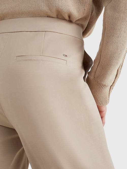 Beige Tommy Hilfiger Slim Ankle Women's Pants | TH829IJW