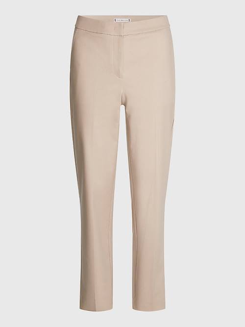 Beige Tommy Hilfiger Slim Ankle Women's Pants | TH829IJW