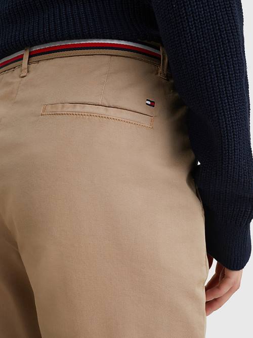 Beige Tommy Hilfiger Slim Signature Belt Chinos Women's Pants | TH196OCX