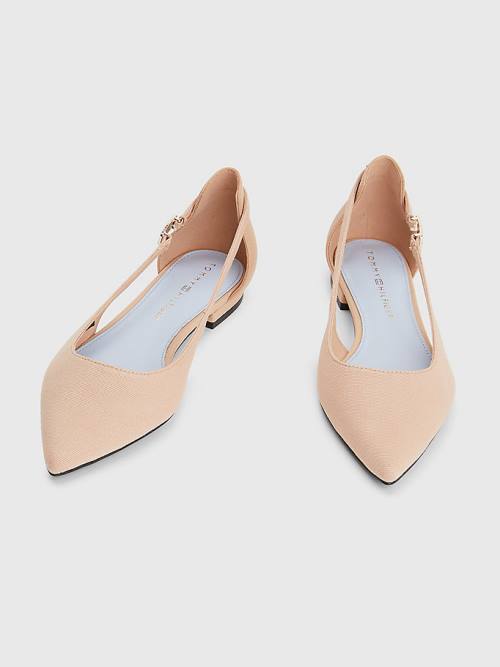 Beige Tommy Hilfiger Slingback Pointed Women's Ballerina | TH530COM