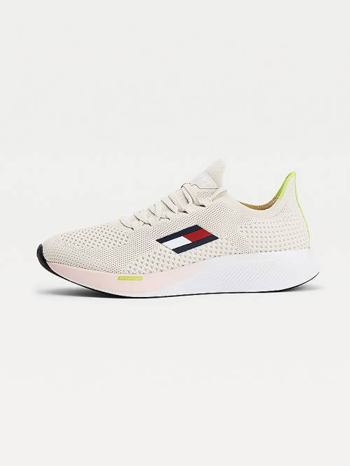 Beige Tommy Hilfiger Sport Performance Knitted Elite Women's Sneakers | TH475CFP