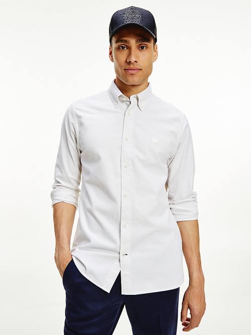 Beige Tommy Hilfiger TH Flex Oxford Men's Shirts | TH012AKI