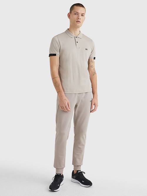 Beige Tommy Hilfiger TH Flex Tech Essentials Slim Men's Polo Shirts | TH647KSH