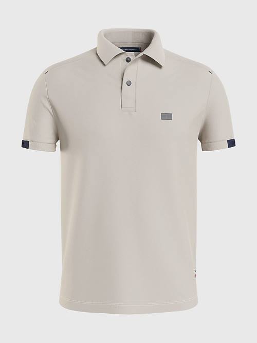 Beige Tommy Hilfiger TH Flex Tech Essentials Slim Men's Polo Shirts | TH647KSH