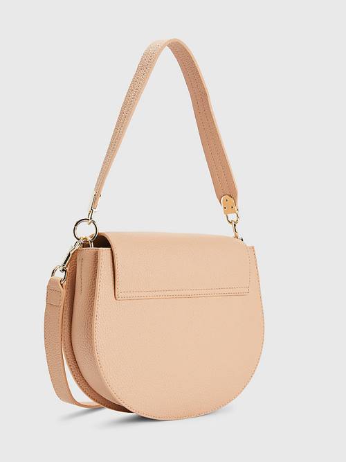 Beige Tommy Hilfiger TH Interlock Saddle Women's Bags | TH239WMA