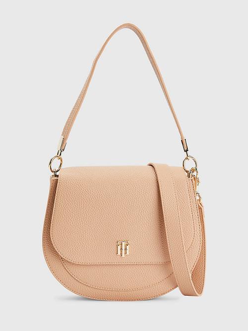 Beige Tommy Hilfiger TH Interlock Saddle Women\'s Bags | TH239WMA