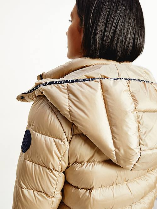 Beige Tommy Hilfiger TH Protect High-Shine Down Puffer Women's Jackets | TH519XJI