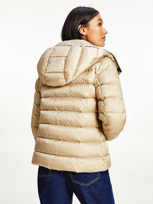 Beige Tommy Hilfiger TH Protect High-Shine Down Puffer Women's Jackets | TH519XJI