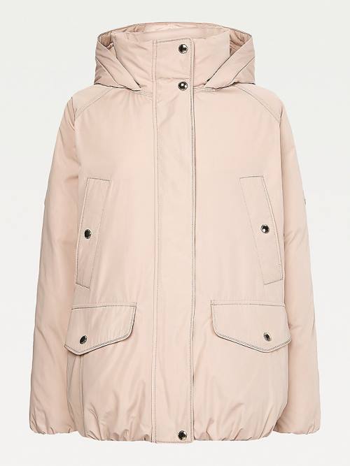 Beige Tommy Hilfiger TH Protect Hooded Down Puffer Women's Jackets | TH265QPY