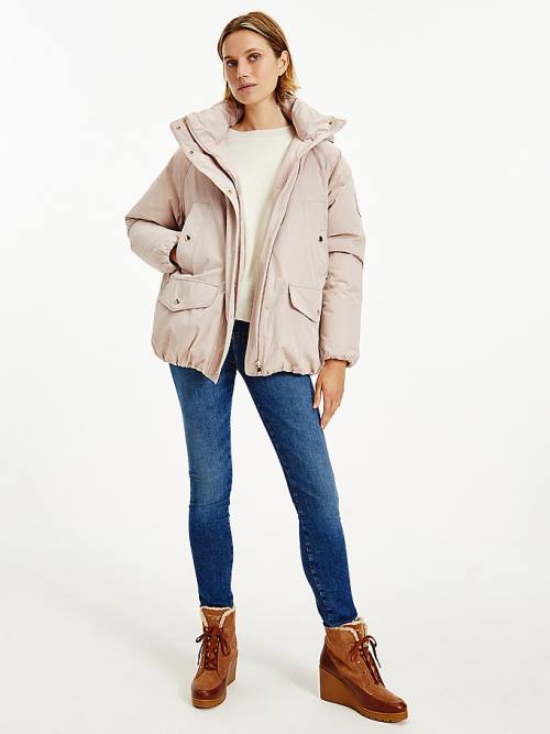 Beige Tommy Hilfiger TH Protect Hooded Down Puffer Women\'s Jackets | TH265QPY