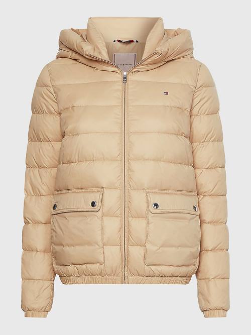 Beige Tommy Hilfiger TH Protect Hooded Padded Women's Jackets | TH369DHQ