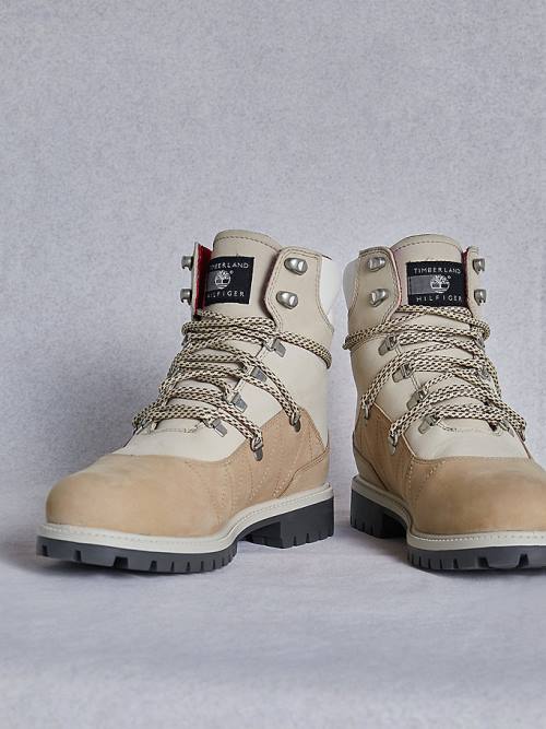 Beige Tommy Hilfiger TOMMYXTIMBERLAND Waterproof Hiking Men's Boots | TH135HVM