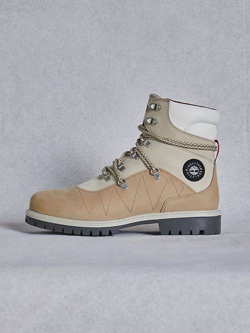 Beige Tommy Hilfiger TOMMYXTIMBERLAND Waterproof Hiking Men's Boots | TH135HVM