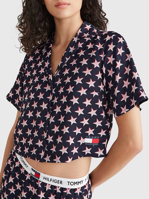 Beige Tommy Hilfiger Tommy 85 Star Print Shirt Women's Pyjamas | TH268DJG