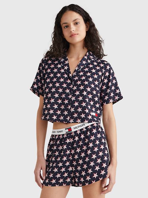 Beige Tommy Hilfiger Tommy 85 Star Print Shirt Women\'s Pyjamas | TH268DJG