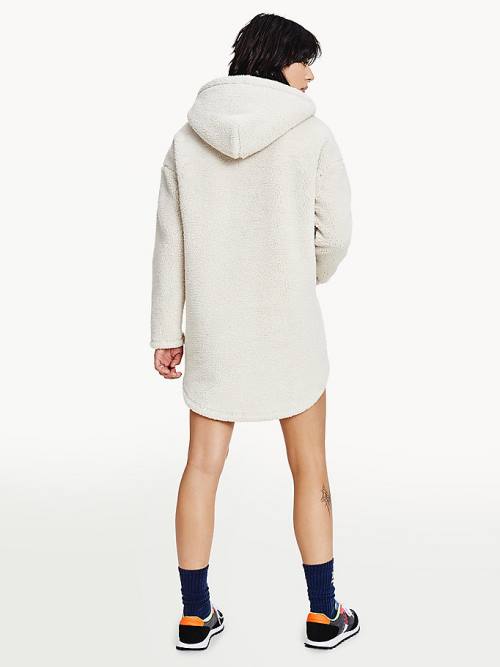 Beige Tommy Hilfiger Tommy Badge Half-Zip Fleece Women's Dress | TH746VEJ