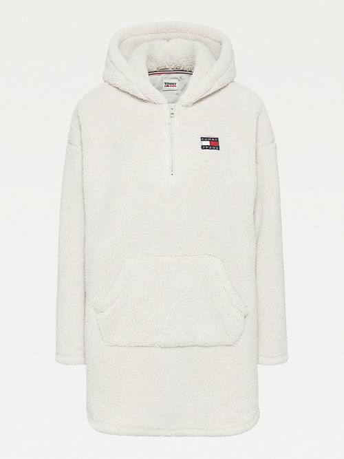 Beige Tommy Hilfiger Tommy Badge Half-Zip Fleece Women's Dress | TH746VEJ