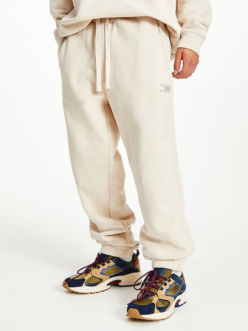 Beige Tommy Hilfiger Tommy Badge Relaxed Joggers Men's Pants | TH825DOL