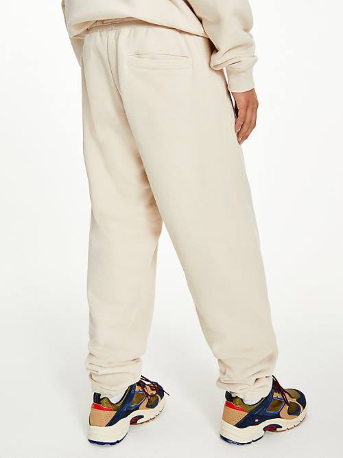 Beige Tommy Hilfiger Tommy Badge Relaxed Joggers Men's Pants | TH825DOL