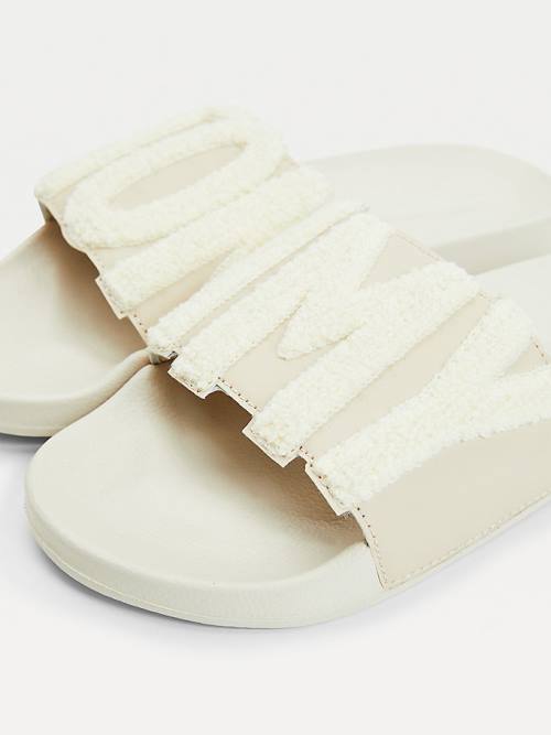 Beige Tommy Hilfiger Tommy Lettering Pool Slides Women's Sandals | TH815JZF