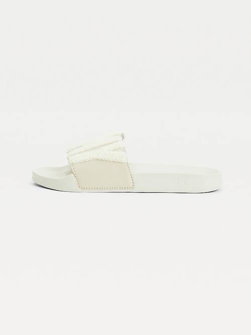 Beige Tommy Hilfiger Tommy Lettering Pool Slides Women's Sandals | TH815JZF