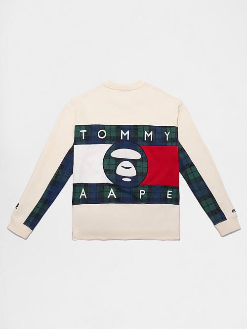 Beige Tommy Hilfiger Tommy X AAPE Fleece Men's Sweatshirts | TH561WHG