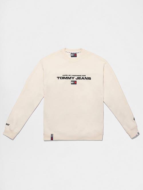 Beige Tommy Hilfiger Tommy X AAPE Fleece Men\'s Sweatshirts | TH561WHG