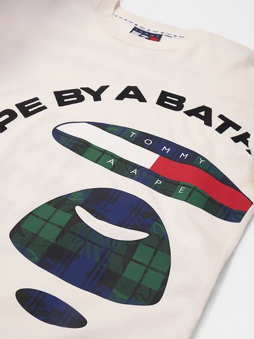 Beige Tommy Hilfiger Tommy X AAPE Men's T Shirts | TH489YNB